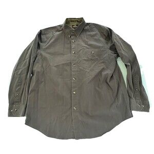 Three Forks Edition Brown L Long Sleeve Cotton Button Down fading
